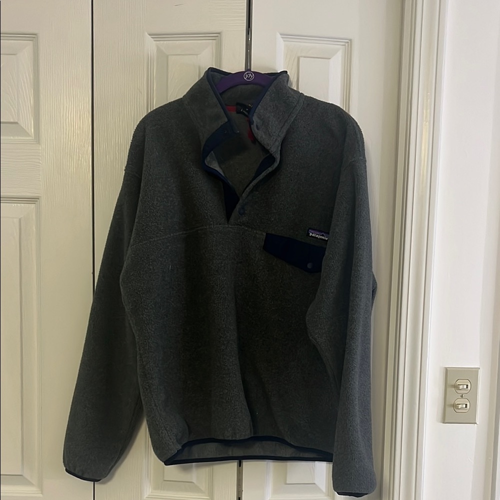 Patagonia Gray Fleece Button Up Pullover